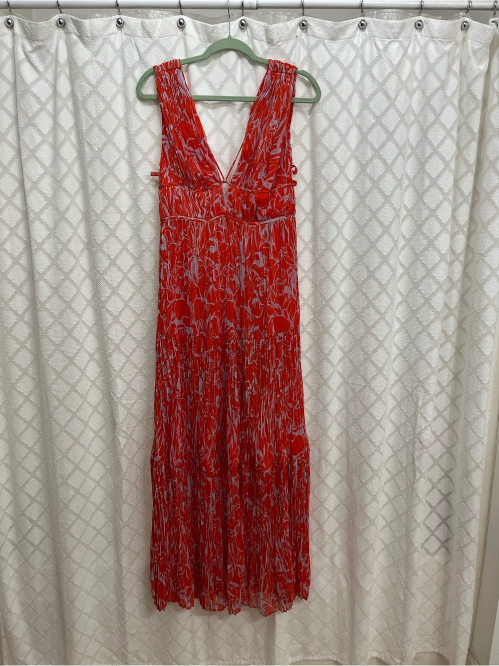 Astr Red Floral V-Neck Tiered Maxi Dress